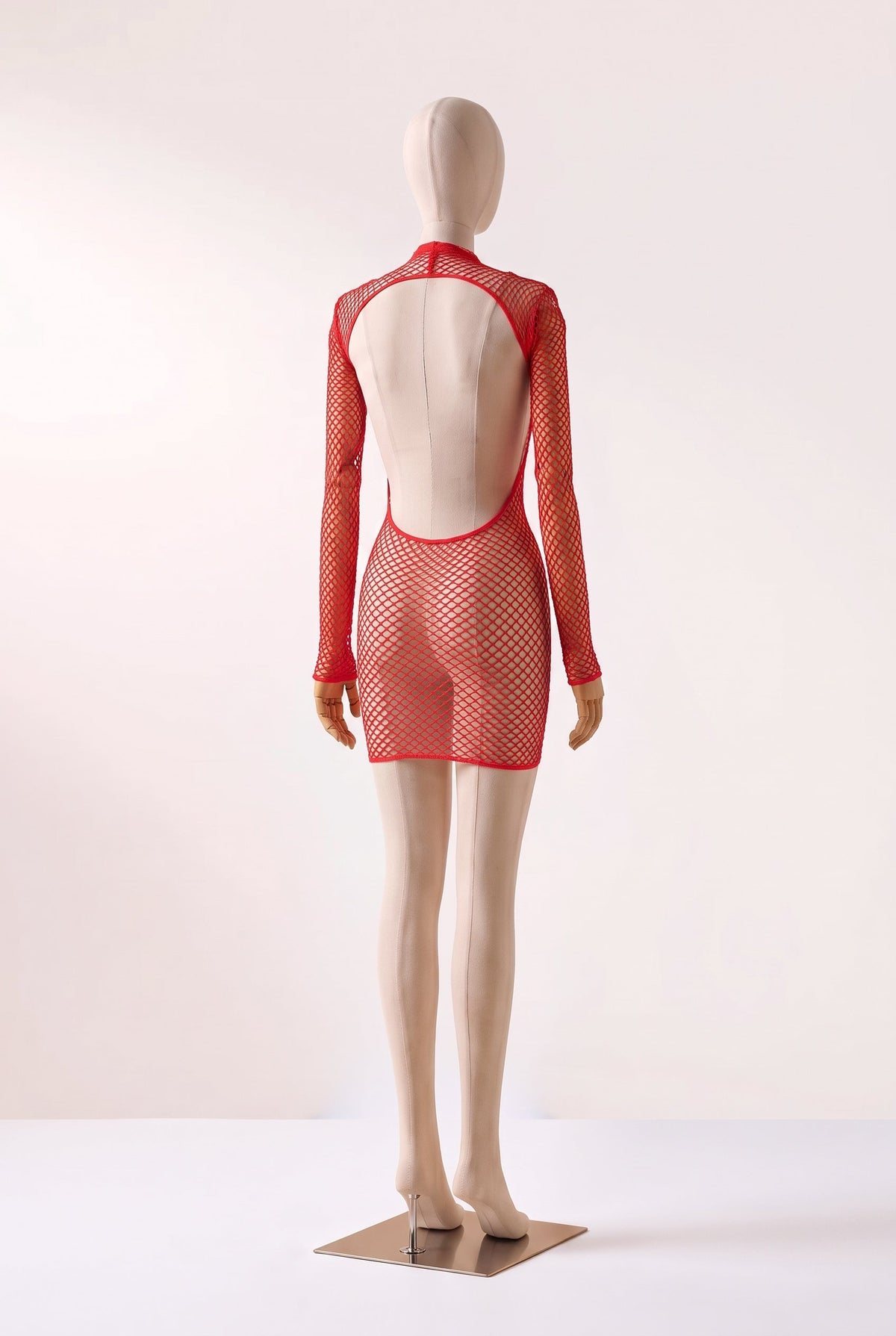 Vestido Arrastão Vermelho Costas Abertas Alina
