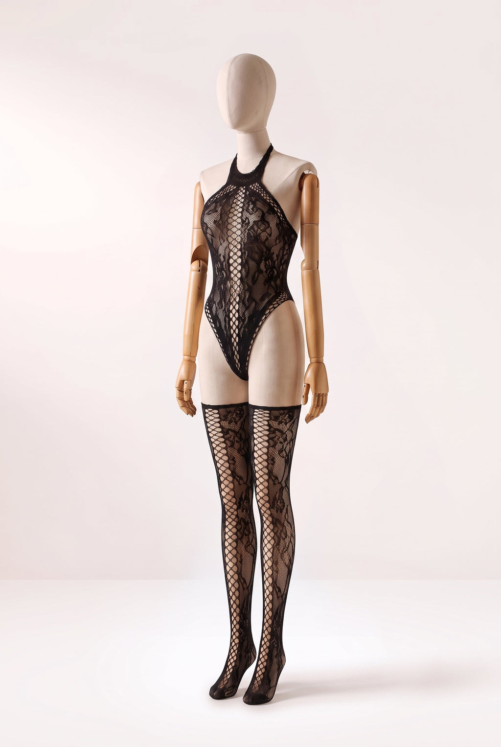 Body de Renda Frente Única com Meias 7/8 Acopladas Allison