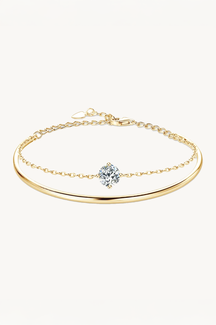 Bracelete com Moissanite de 1 Quilate e Banho de Ouro Aurelia