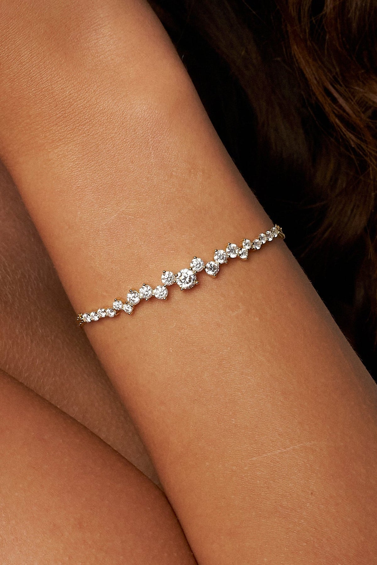 Pulseira Riviera de Moissanite 5 mm com Banho de Ouro Aureline