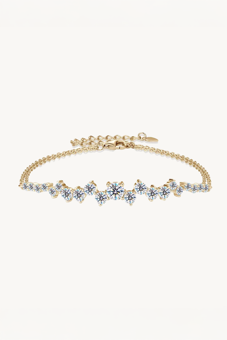 Pulseira Riviera de Moissanite 5 mm com Banho de Ouro Aureline