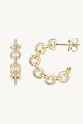 Brinco Elos Cravejados de Moissanite com Banho de Ouro Brisa