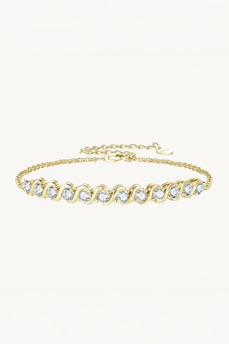 Pulseira de Moissanite com 12 Pedras e Banho de Ouro Callista