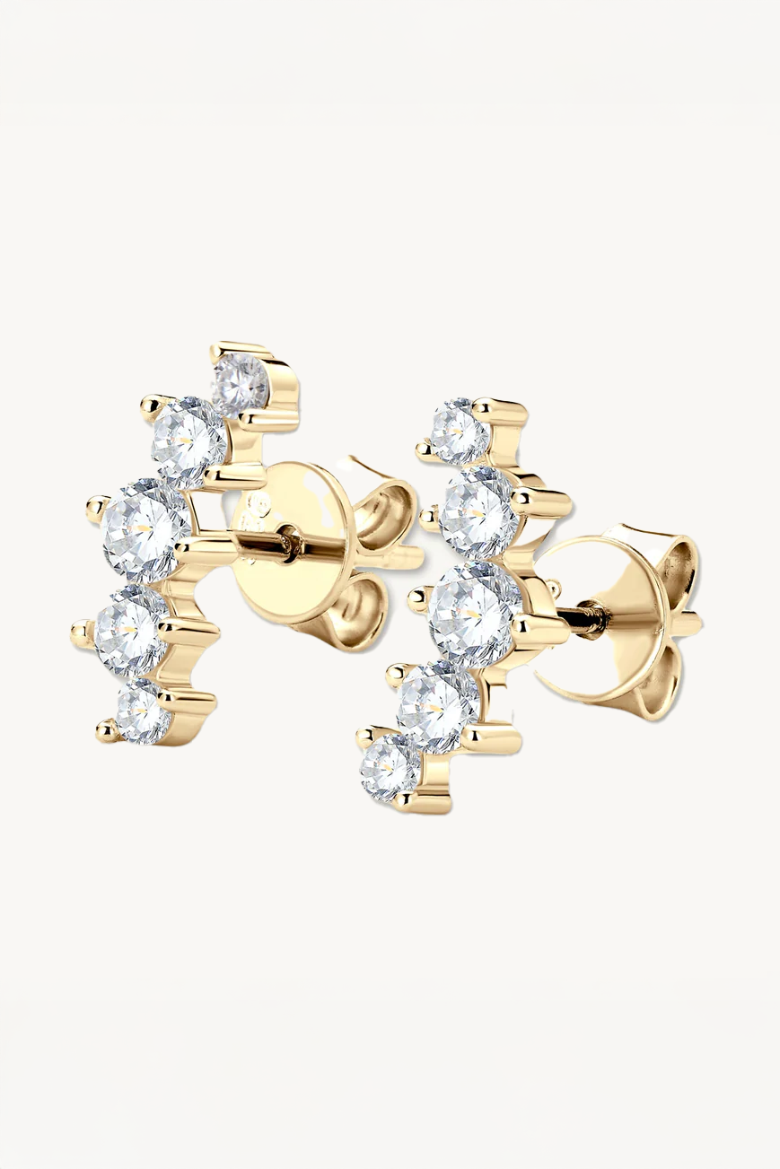 Brinco Arco de Moissanite em Prata 925 com Banho de Ouro Carina