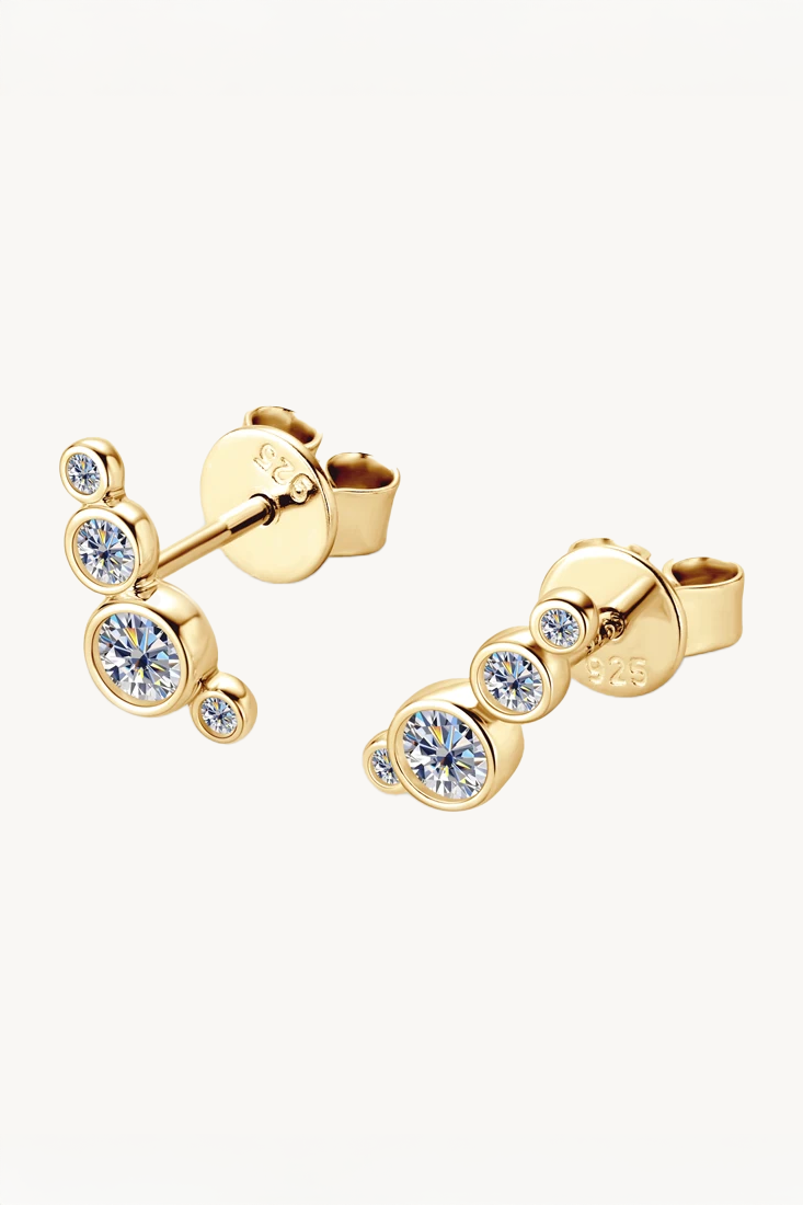 Brinco Cascata de Moissanite com Banho de Ouro