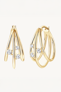 Brinco Argola Cruzada de Moissanite com Banho de Ouro Celeste