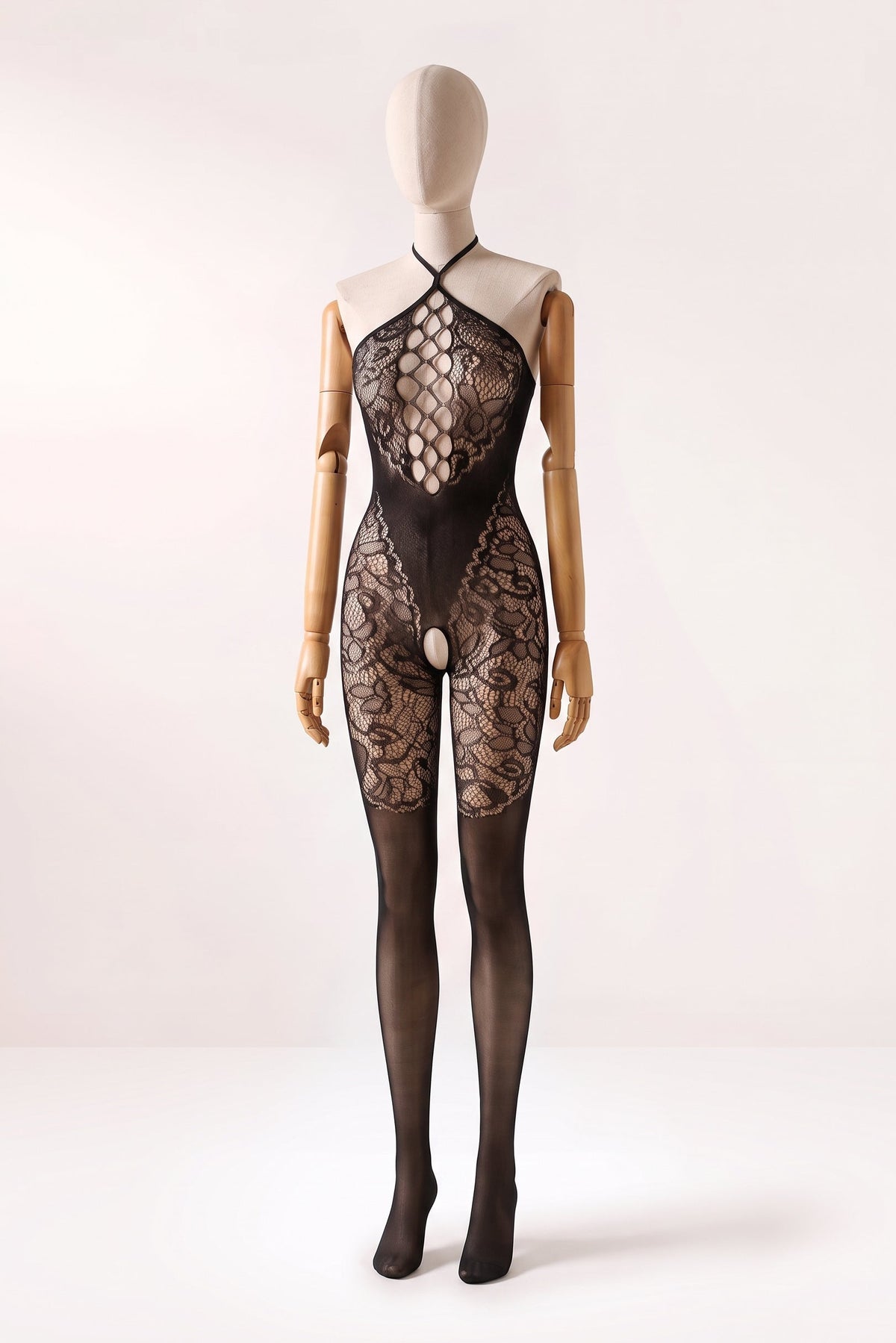 Bodystocking de Renda Floral Frente Única Chloe