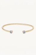 Bracelete Aberto Esferas com Moissanite e Banho de Ouro Elara