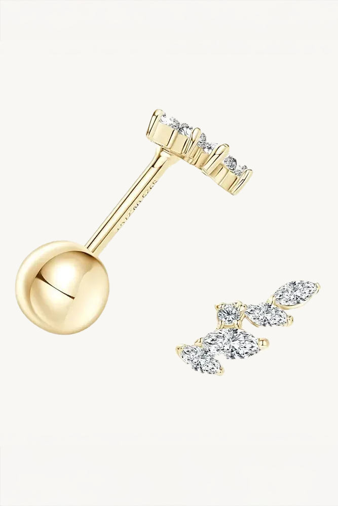 Brinco Folhas de Moissanite com Banho de Ouro Elara