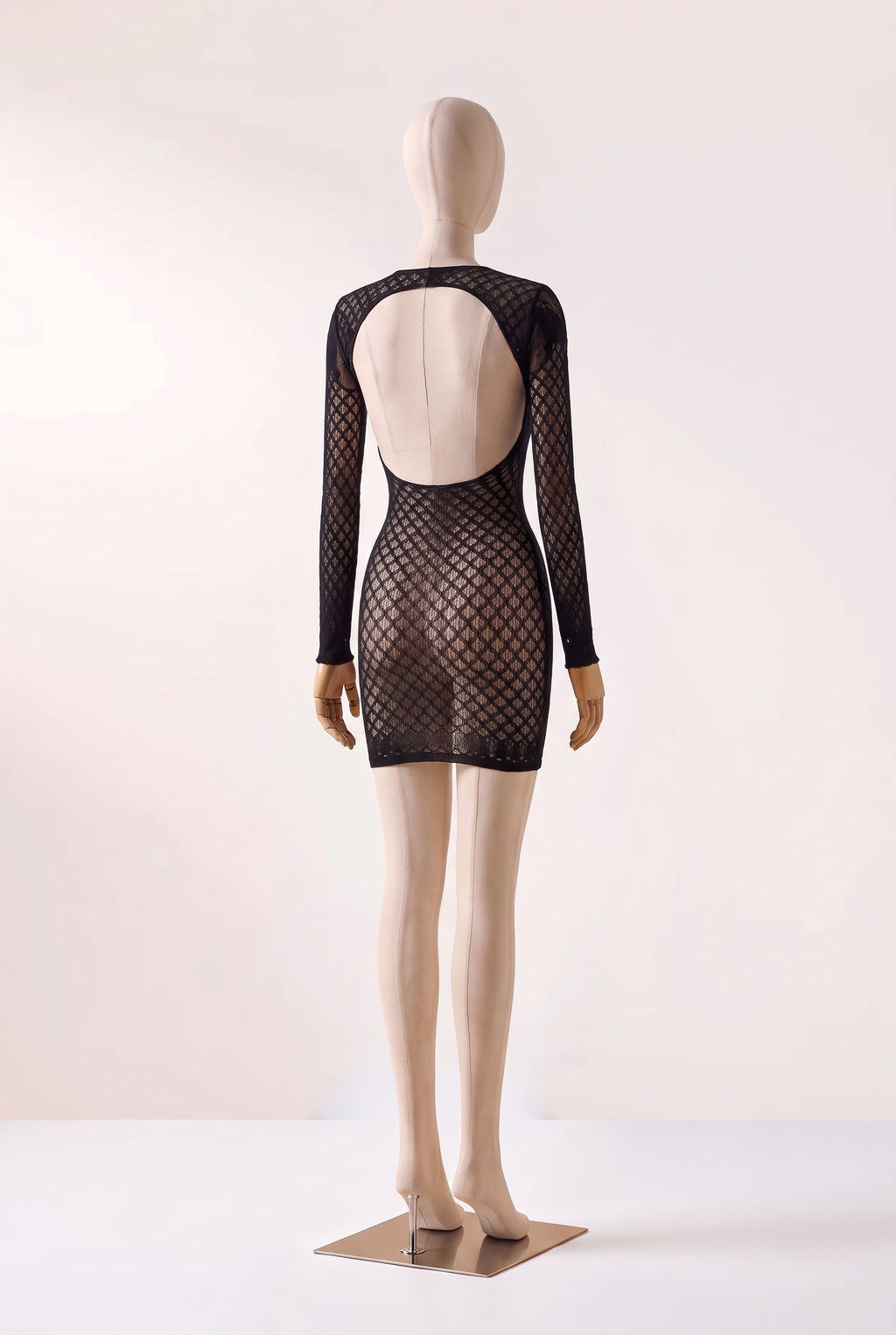 Vestido Curto Arrastão Manga Longa Gola Alta Hazel