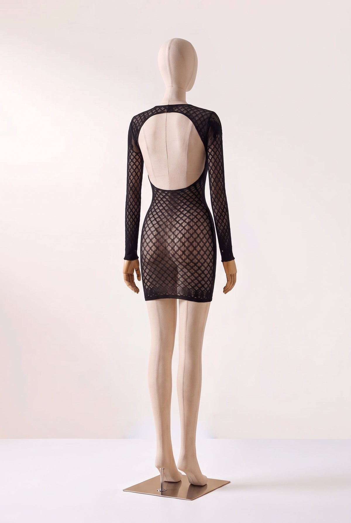 Vestido Curto Arrastão Manga Longa Gola Alta Hazel