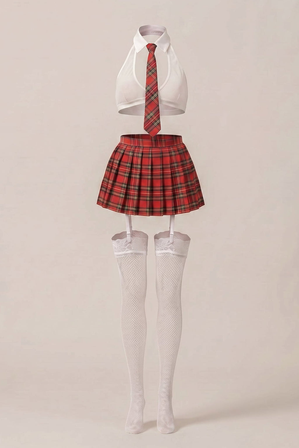 Fantasia de Colegial Xadrez Vermelho Jennie