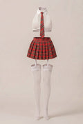 Fantasia de Colegial Xadrez Vermelho Jennie