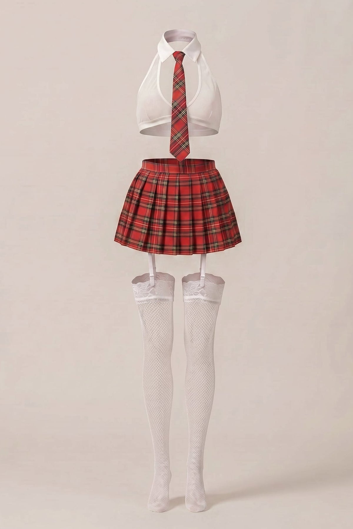 Fantasia de Colegial Xadrez Vermelho Jennie