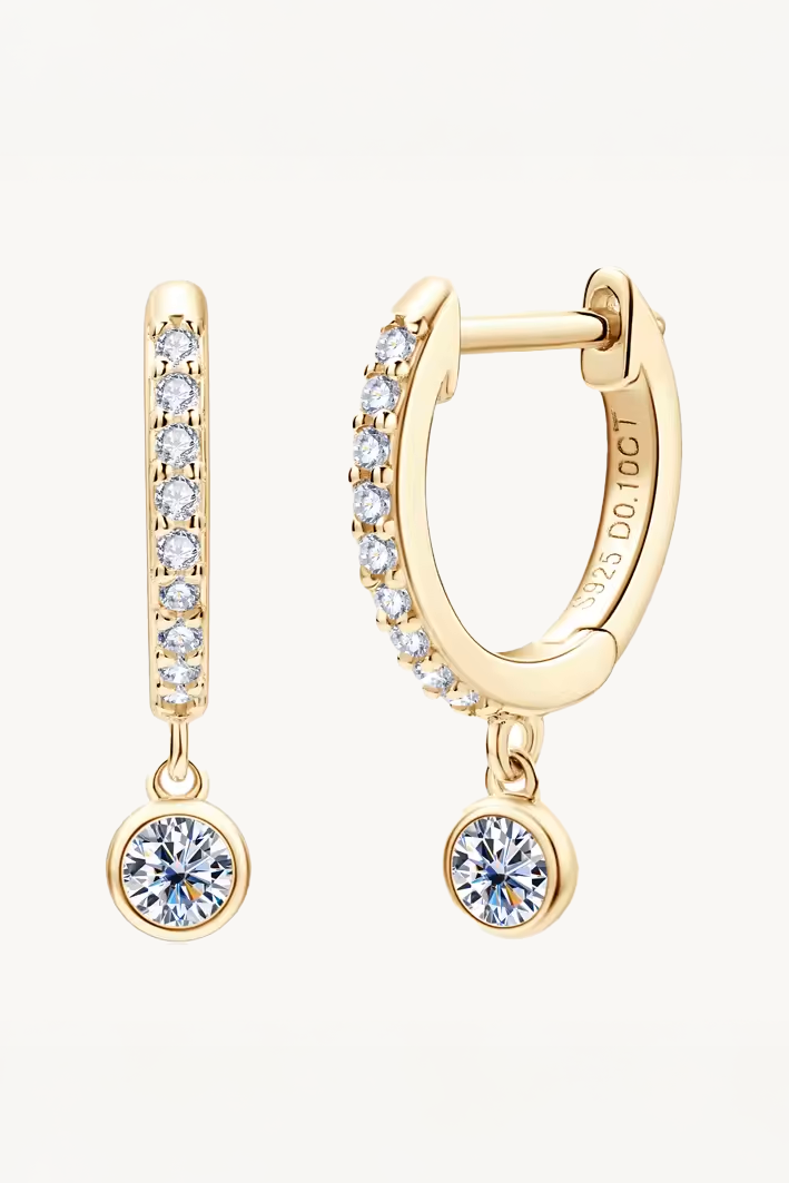 Brinco Gota de Moissanite em Prata 925 com Banho de Ouro Kiara