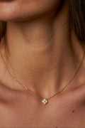 Colar Trevo da Sorte de Moissanite com Banho de Ouro