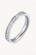 Anel Aliança Cravejada de Moissanite em Prata 925 Lumine