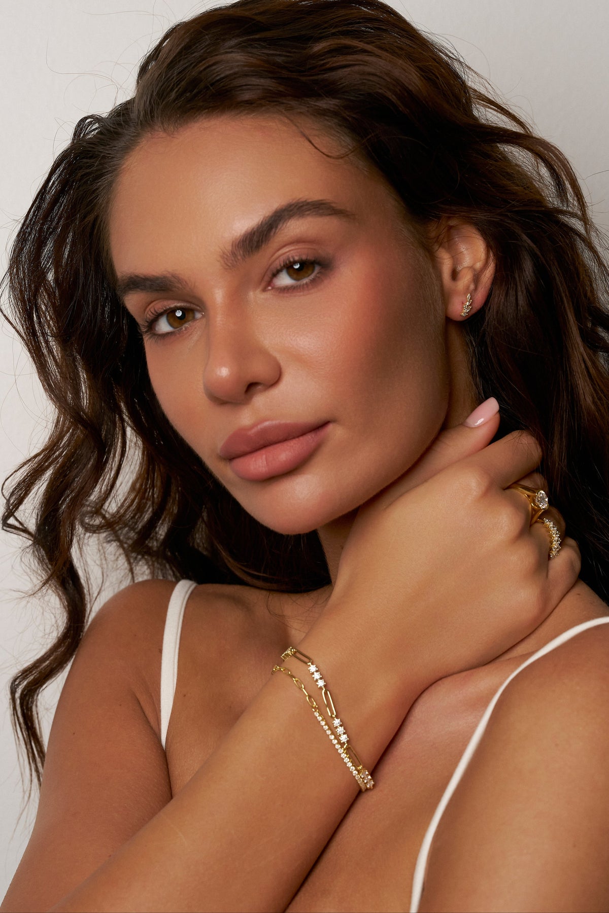 Pulseira Elos com Moissanite e Banho de Ouro Luxe Glow