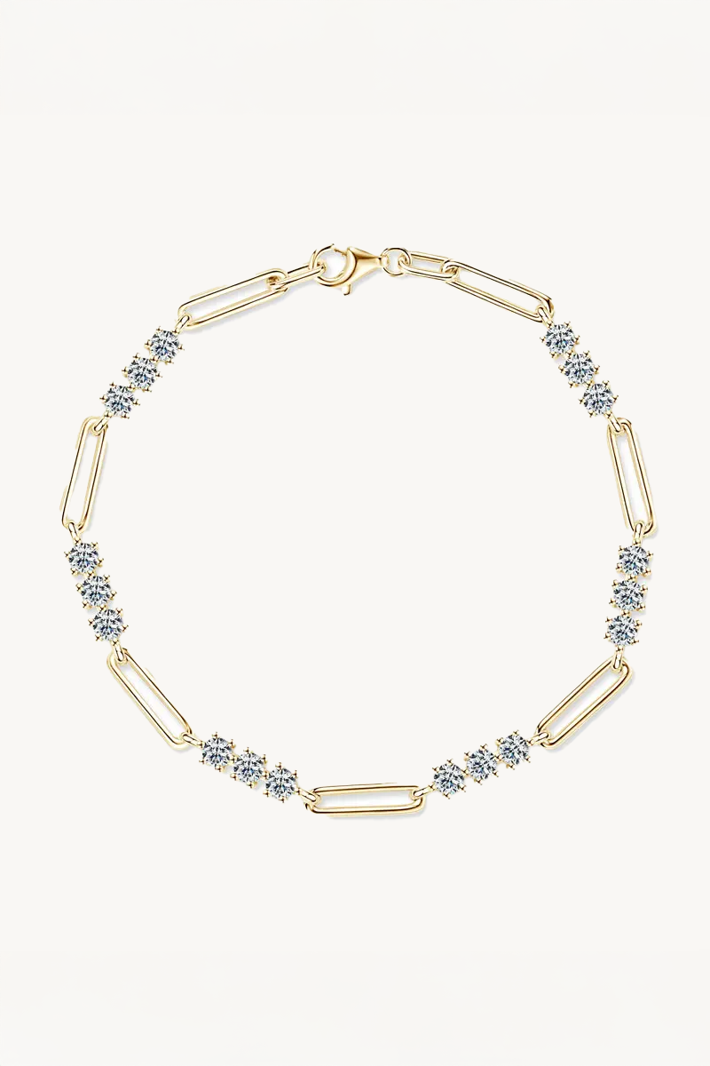 Pulseira Elos com Moissanite e Banho de Ouro Luxe Glow