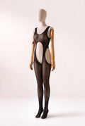Bodystocking Transparente Cavado com Costas Abertas Lya