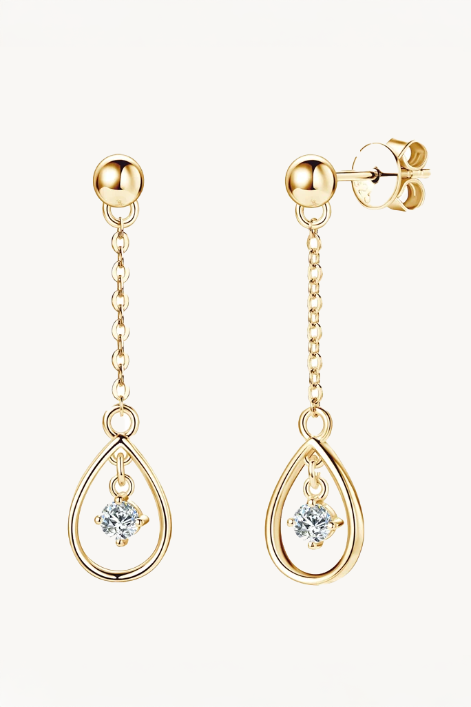Brinco Gota de Moissanite com Corrente Radiance