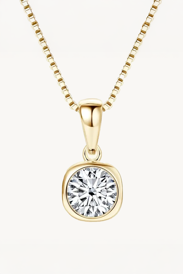 Colar Ponto de Luz de Moissanite 1 Quilate com Banho de Ouro Radiante