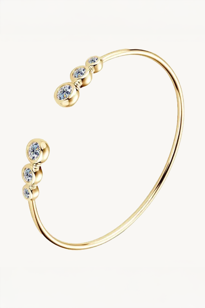Bracelete com Trio de Moissanite e Banho de Ouro Reese