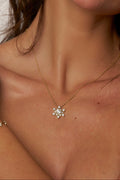 Colar Floco de Neve de Moissanite com Banho de Ouro