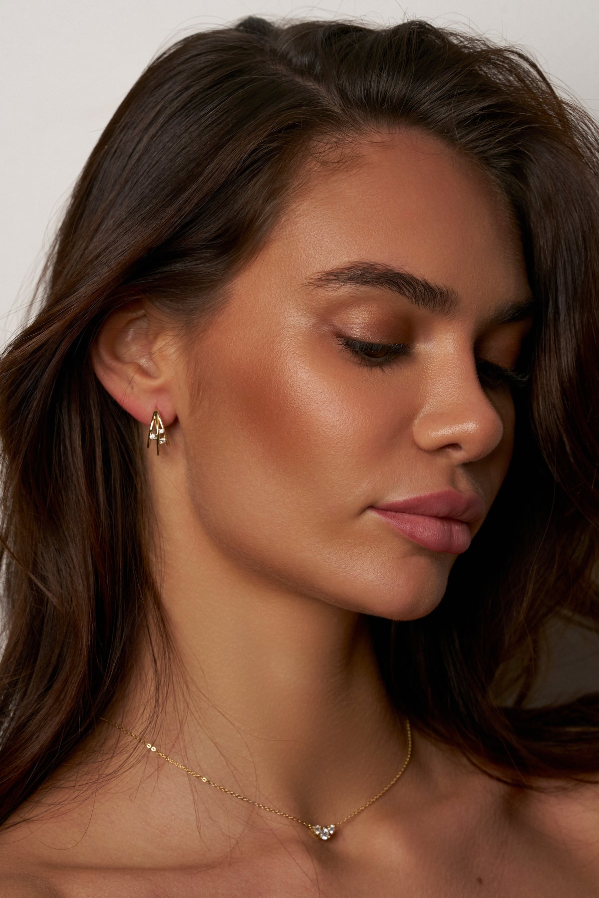 Colar Trio de Moissanite com Banho de Ouro Solenne