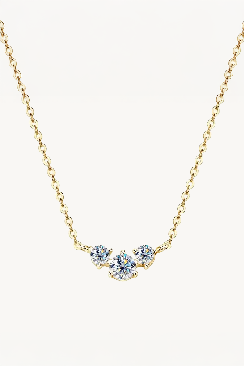 Colar Trio de Moissanite com Banho de Ouro Solenne