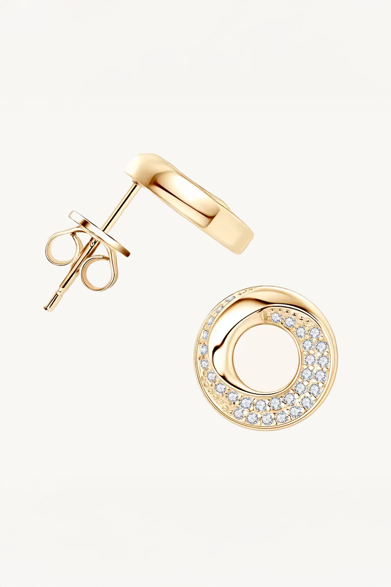 Brinco Círculo Cravejado de Moissanite com Banho de Ouro Talia