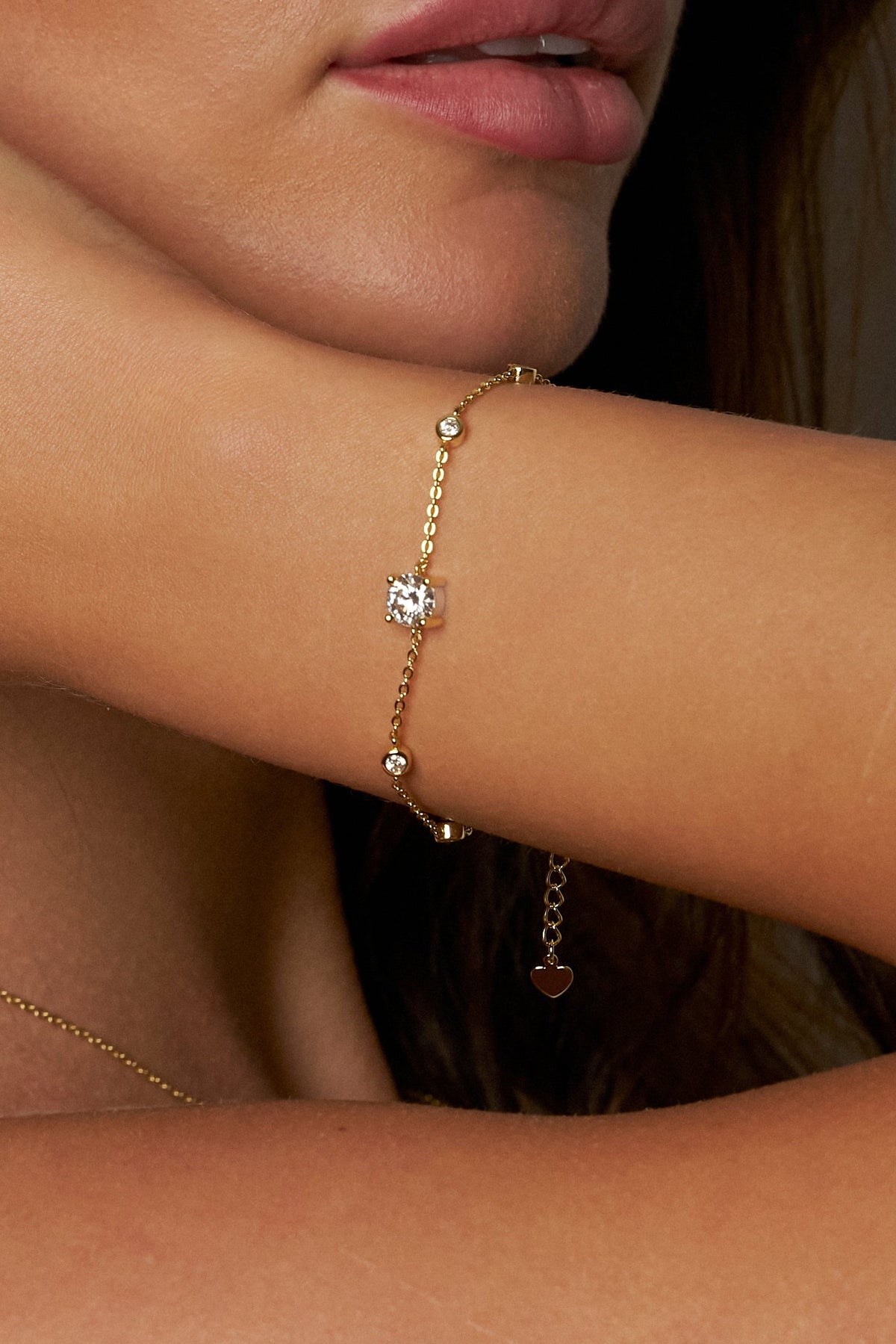 Pulseira Ponto de Luz de Moissanite com Banho de Ouro Tamara