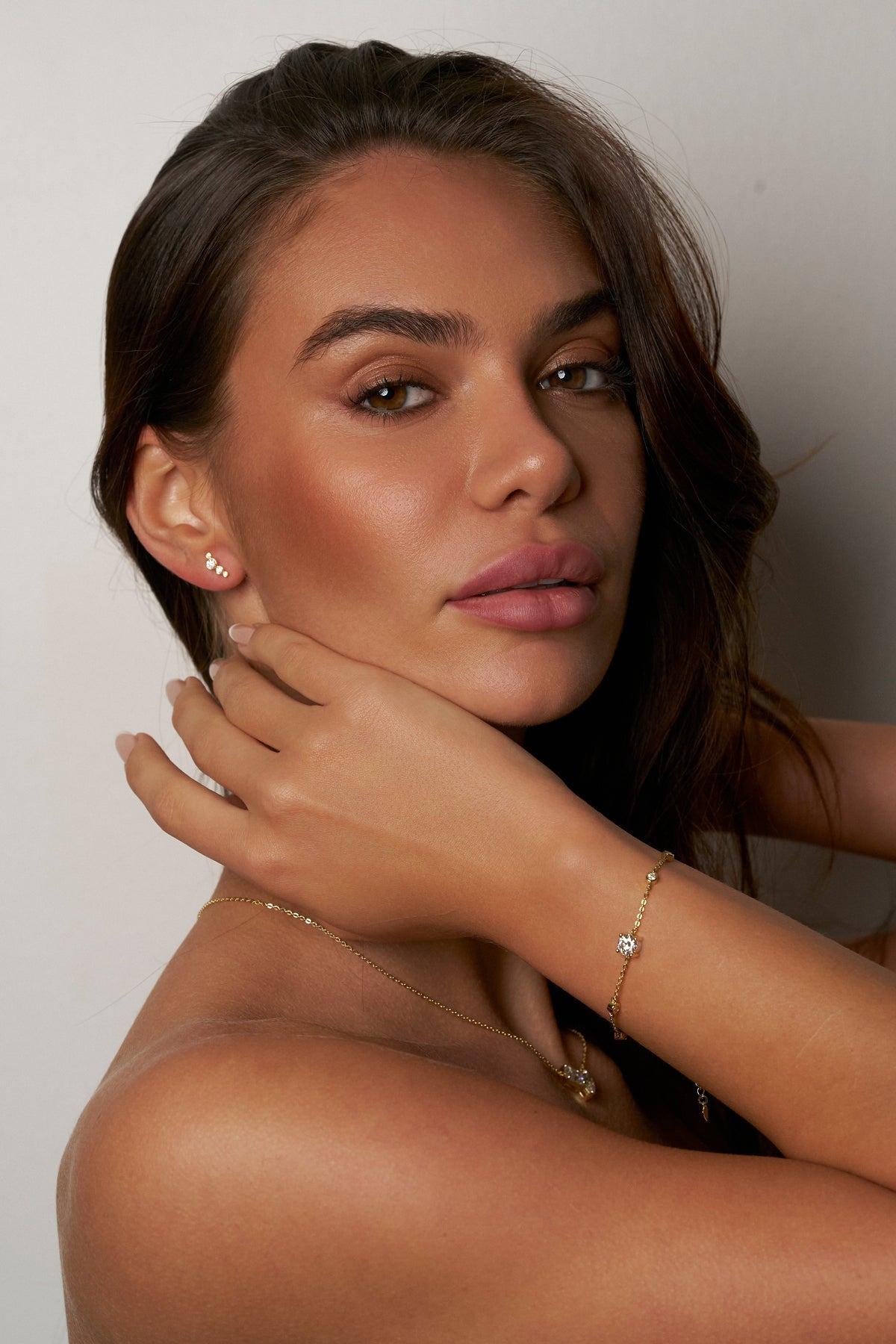 Pulseira Ponto de Luz de Moissanite com Banho de Ouro Tamara