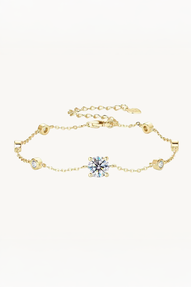 Pulseira Ponto de Luz de Moissanite com Banho de Ouro Tamara