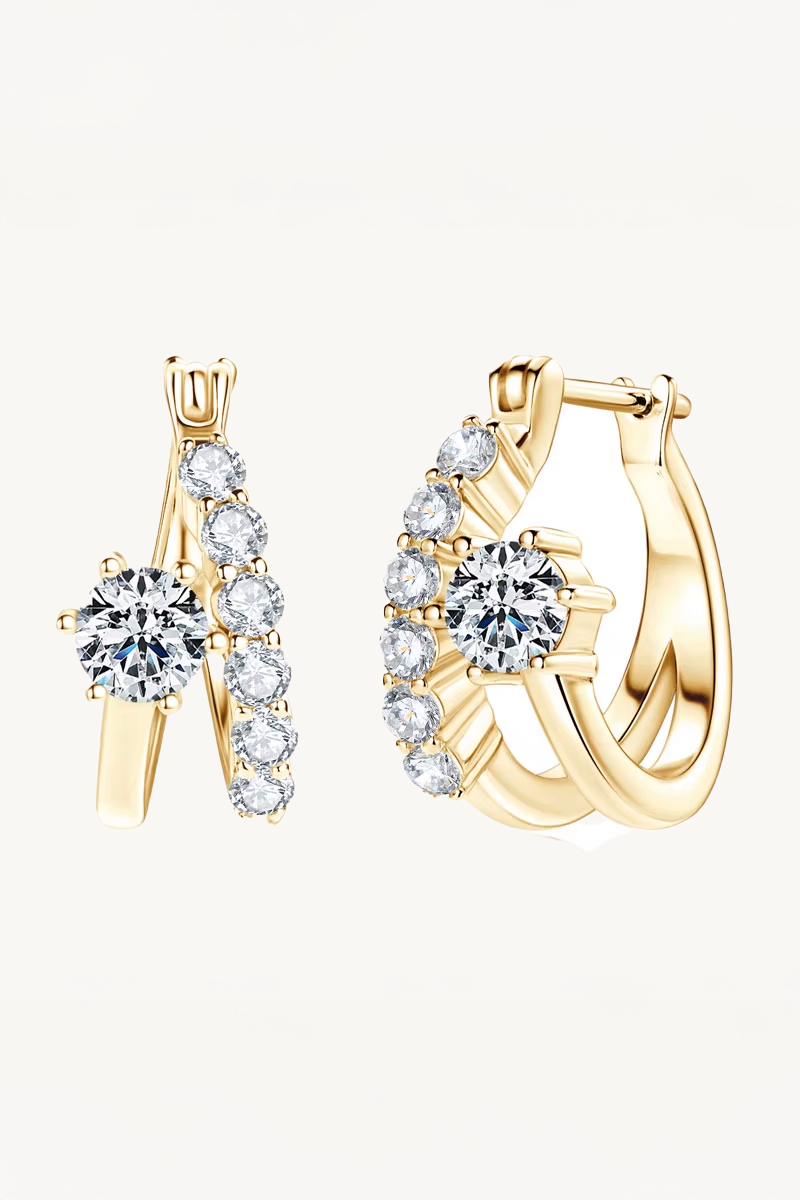 Brinco Argola Flor de Moissanite com Banho de Ouro Tania