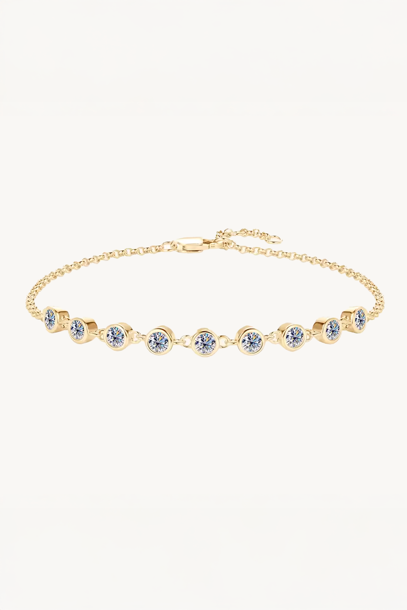 Pulseira Riviera de Moissanite 3 mm com Banho de Ouro Tyra