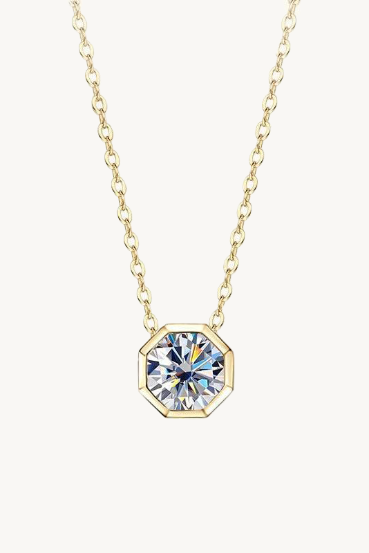 Colar Ponto de Luz Octogonal de Moissanite Valente